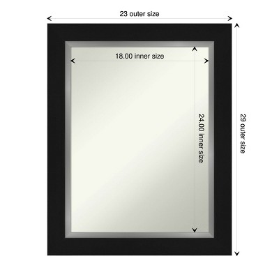 Eva Black Silver Rectangular Bathroom Vanity Wall Mirror - 36" x 30.34"
