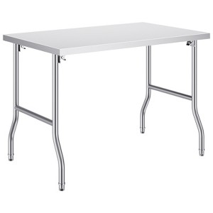 VEVOR Folding Commercial Prep Table,48 x 30 Inch Commercial Worktable Workstation,Heavy-duty Stainless Steel Folding Table with 300 lbs Load, Silver - 1 of 4