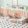 NicBex Twin/Full Size Kids Montessori Bed with Safety Fence,Floor Bed with Desk and Storage Shelves,Toddler bed for Bedroom,Off-White/Black - 2 of 4