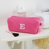 Personalization Mall Embroidered Waffle Weave Cosmetic Bag, Pink - 2 of 2