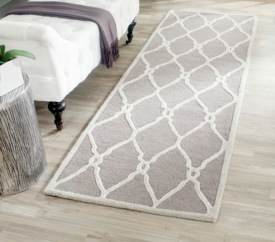 Dark Grey and Ivory Hand-Tufted Wool Runner Rug
