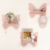 Butterfly Shaped 2 Tier Wall Shelves with Hooks, Small Floating Shelves, Cute Butterfly Wall Decor, Nursery Book Shelves for Bedroom, Living Room - 3 of 4