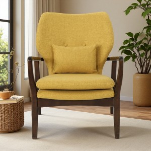 32.75" Fabric Mid-Century Modern Club Chair with Accent Pillow - 1 of 4