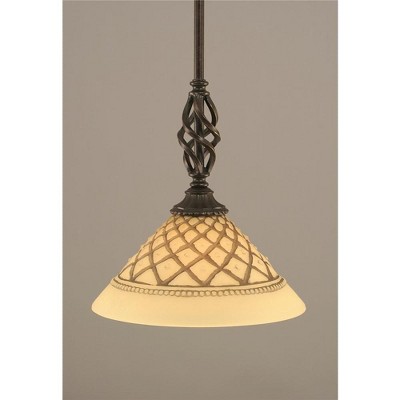 Toltec Lighting Elegante 1 - Light Pendant in  Dark Granite with 10" Chocolate Icing  Shade