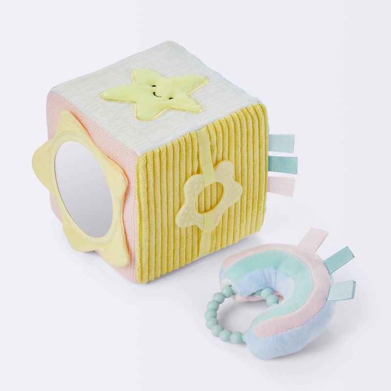 Celestial Interactive Plush Cube with Rainbow Rattle Baby Toy - 2pc - Cloud Island&#8482;, 4 of 5
