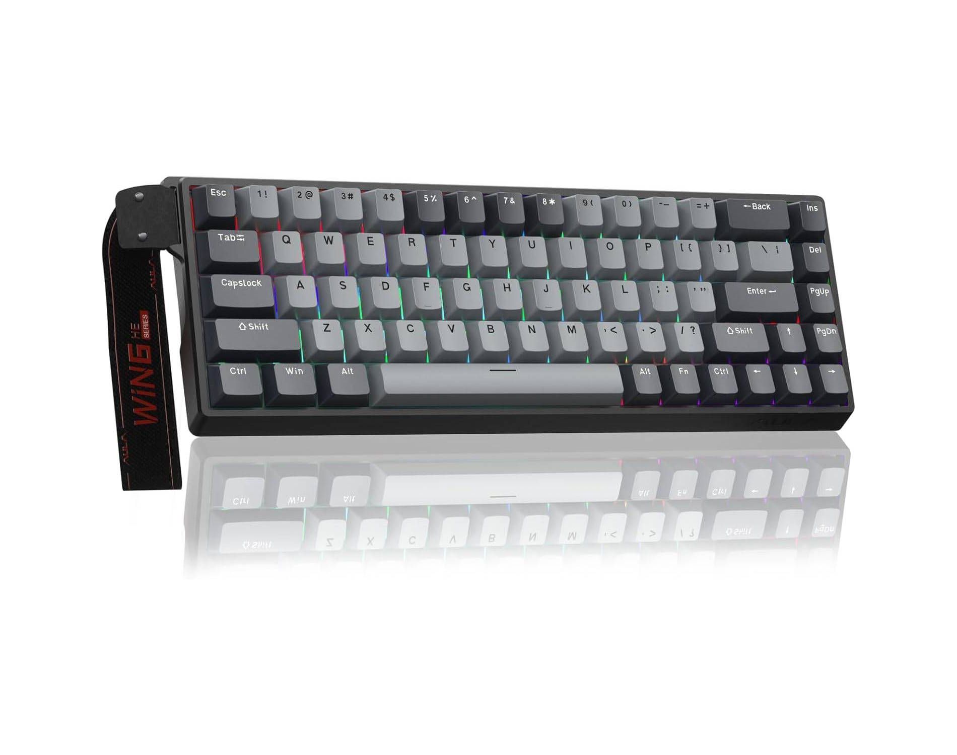 AULA WIN68 HE 60% Gaming Wired Keyboard, RGB, Hot Swappable Switch, Rapid Hall Effect, 0.125ms, 8kHz Polling Rate - Black Gray