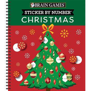 Brain Games - Sticker by Number: Christmas (28 Images to Sticker - Christmas Tree Cover) - (Spiral Bound)