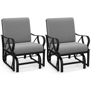 Costway 2 PCS Patio Rocking Chair with Cushion Heavy-Duty Metal Frame Smooth Glider Outdoor Black/Gray/Navy - 1 of 4