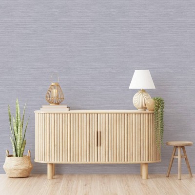 Powder Blue Vinyl Grasscloth Peel and Stick Wallpaper Roll