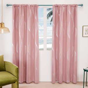 Deconovo Silver Wave Blackout Curtains (2 Panels, Back Tab/Rod) - 1 of 4