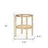 HomeRoots 24" Clear and Light Brown Glass and Solid Wood Round End Table With Shelf - 3 of 4