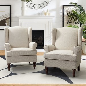 Set of 2 Umberto Traditional Accent Armchair with Turned Legs | ARTFUL LIVING DESIGN - 1 of 4