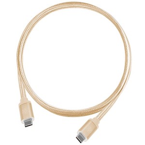 SilverStone Technology  USB 3.1 Gen 2 Type-C to Type-C with E-marker IC and support PD function cable1 meter Nylon Braided and aluminum shell Gold - 1 of 2