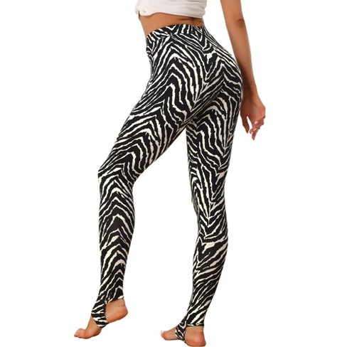 Allegra K Women's Printed High Waist Elastic Waistband Yoga Stirrup Pants  Black-zebra Small : Target