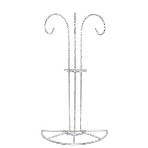 11.25 In Silver 3 Ornament Wall Stand 3 Hooks Flat Back Displayer  Decorative Holiday Scene Props