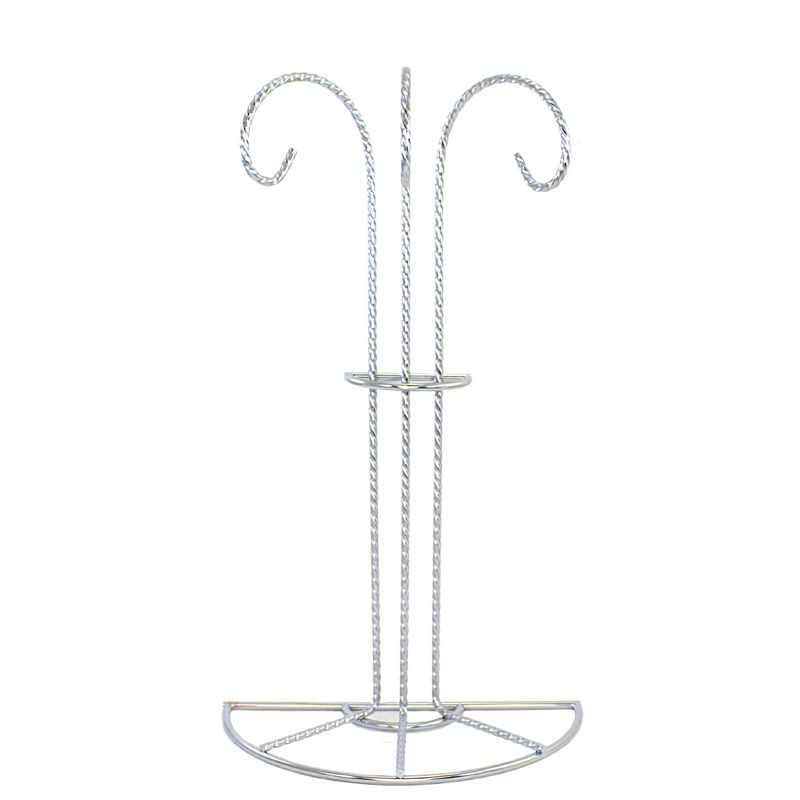 11.25 In Silver 3 Ornament Wall Stand 3 Hooks Flat Back Displayer Decorative Holiday Scene Props, 1 of 4