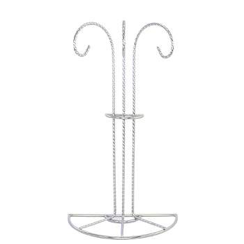 11.25 In Silver 3 Ornament Wall Stand 3 Hooks Flat Back Displayer Decorative Holiday Scene Props