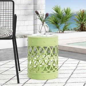 PAGED Modern Round Outdoor Side Table,Iron Patio End Tables for Backyard,Pool, Indoor Companion,Durable and Stable - 1 of 4