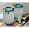 Dos Sueños Mexican Hand Blown Tumblers - Aqua Rim - 10oz - Set of 2 - 3 of 4