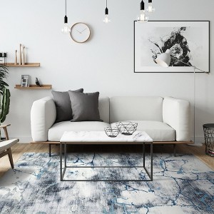 Washable Printed Floor Carpet, Contemporary Area Rugwith Non Slip Backing Low Pile Soft Marble  Foldable Rug for Living Room,Office,Bedroom - 1 of 4