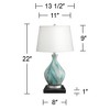 360 Lighting Cirrus Modern Accent Table Lamp with Square Black Marble Riser 22" High Blue Gray Drum Shade for Bedroom Living Room Office House Home - 4 of 4