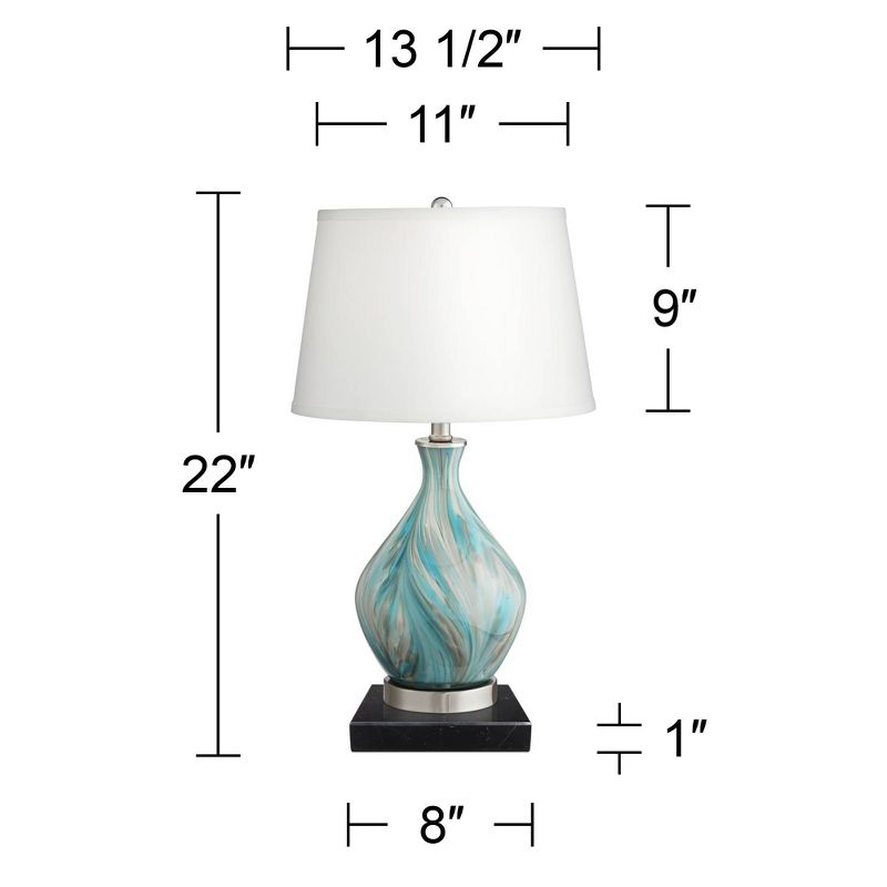 360 Lighting Cirrus Modern Accent Table Lamp with Square Black Marble Riser 22" High Blue Gray Drum Shade for Bedroom Living Room Office House Home, 4 of 8