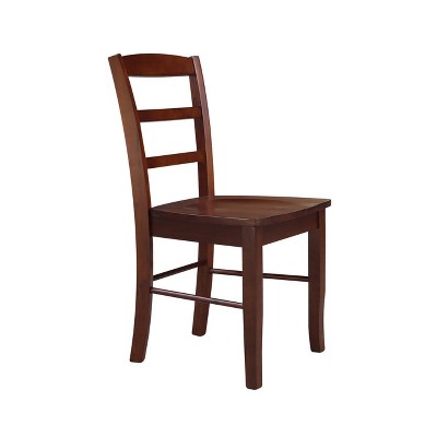Espresso High Slat Solid Wood Ladderback Side Chair Set