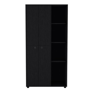 TIRAMISUBEST Misuri Double Door Wardrobe Armoire - Mobile Lateral Filing Cabinet Locking Wheels Adjustable Shelf - 1 of 4