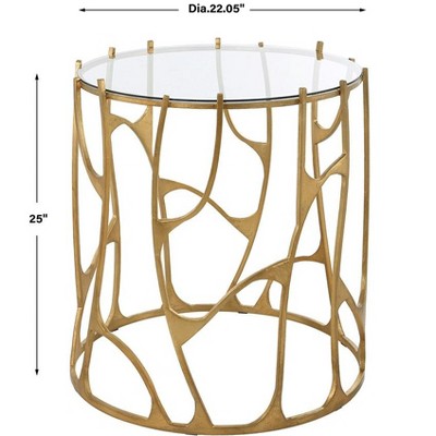 Ritual Round Gold Iron and Glass Side Table