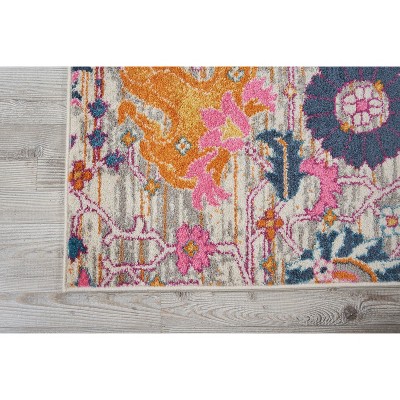 Seductive Silver Floral 9' x 12' Hand-Knotted Synthetic Rug