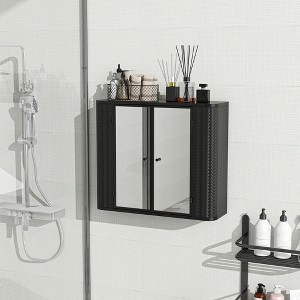 Wall Mounted Bathroom Cabinet, Bathroom Medicine Cabinet with Mirror Door, Metal Organizer Cabinet, Utility Cabinet for Bathroom Laundry Room - 1 of 4