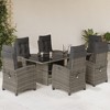 vidaXL Patio Dining Set with Cushions Table and Chair Furniture Poly Rattan - Gray Glass 6 Pieces - 2 of 4