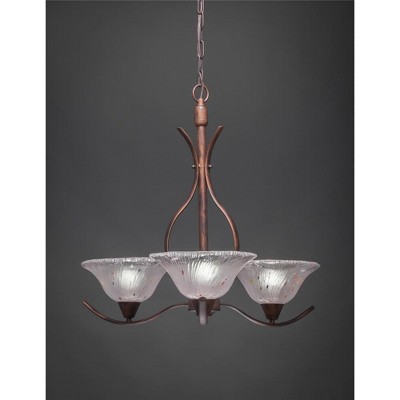 Toltec Lighting Swoop 3 - Light Chandelier in  Bronze with 10" Frosted Crystal  Shade