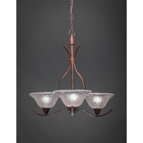 Toltec Lighting Swoop 3 - Light Chandelier in  Bronze with 10" Frosted Crystal  Shade - image 1 of 1