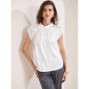 INSPIRE CHIC Women's Satin Cap Sleeve Pleated Neck Casual Office Blouse - 3 of 4