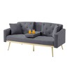 67.7"Futon Convertible Sleeper Sofa,Tufted Back,Square Arms and Golden Tapered Metal Legs,Velvet Twin Futon Sofa,Dark Gray - 2 of 4