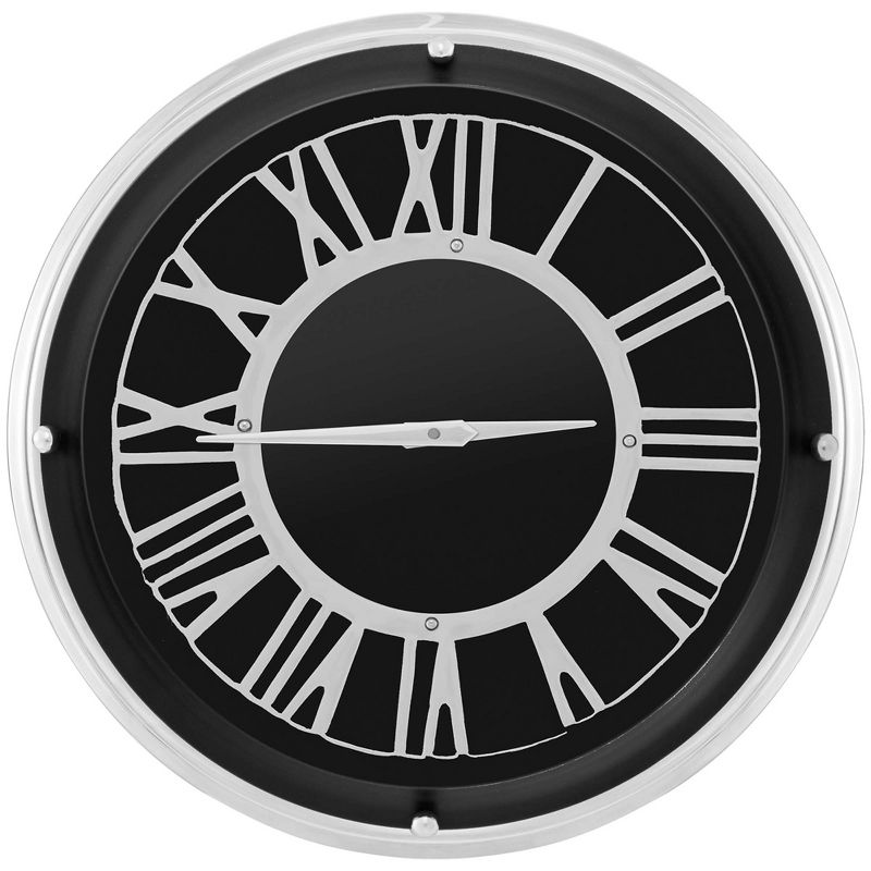 Costway 17.5/13.5 Inch Silent Wall Clock with Silver Frame Silver Roman Number Glass Cover, 1 of 10