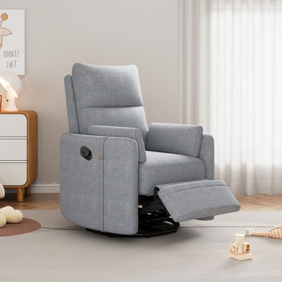Whisen Upholstered Swivel Recliner with Removable Pillows - Dark Grey