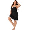 Agnes Orinda Women's Plus Size Lace Strap Chemise V Neck Midi Babydoll Nightgowns - 3 of 4