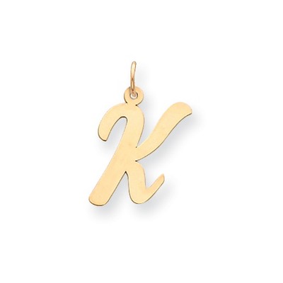 Black Bow Jewelry 14k Yellow Gold, Madison Collection, Medium Script Initial Pendant A-W