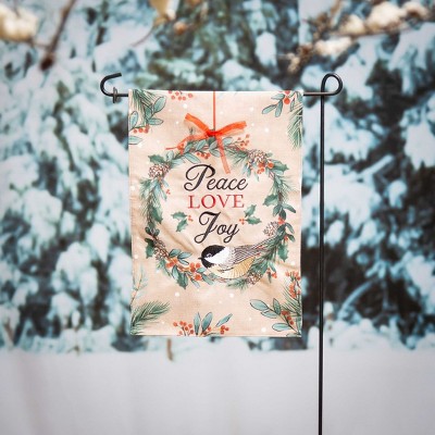 Festive Chickadee Wreath Burlap Garden Flag 18" x 12.5"
