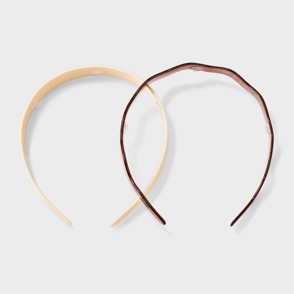 Acrylic Tortoise Print Wavy Headband Set 2pc - Wild Fable™ Brown/Ivory