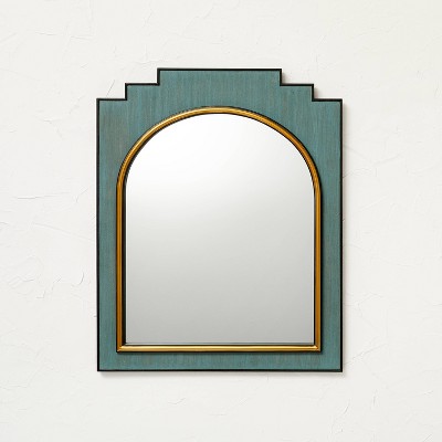 24&#34; x 30&#34; Wood and Brass Wall Mirror Blue - Opalhouse&#8482; designed with Jungalow&#8482;