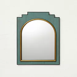 24" x 30" Wood and Brass Wall Mirror Blue - Opalhouse™ designed with Jungalow™