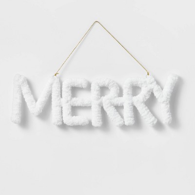 Yarn Wrapped Merry Ornament White - Wondershop™