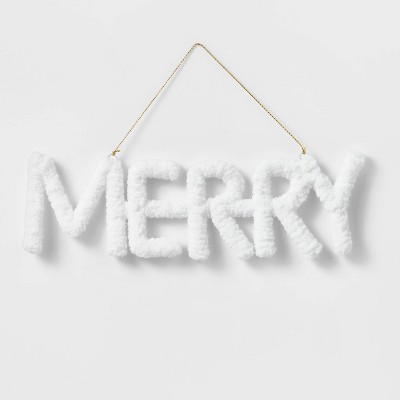 Yarn Wrapped Merry Ornament White - Wondershop™