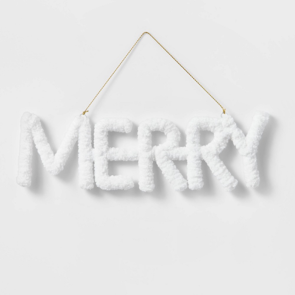 Yarn Wrapped Merry Ornament White - Wondershop