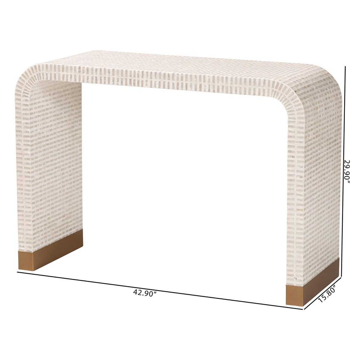 bali & pari Carlyn Mother of Pearl Capiz Shell Console Table Beige/White/Gold - thumbnail 5