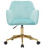 NicBex Armless Home Office Chair with Adjustable Height Modern Rotatable Velvet Computer Chair with 5 Casters for Office, Study, Bedroom, Light Blue - 3 of 4