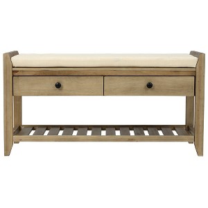 Multipurpose Entryway Storage Shoe Rack with Cushioned Seat and Drawers - 1 of 4